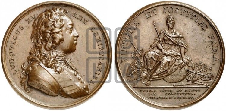 медаль Мир между Россией и Турцией, 8 июля 1724 - Дьяков: 61.3
