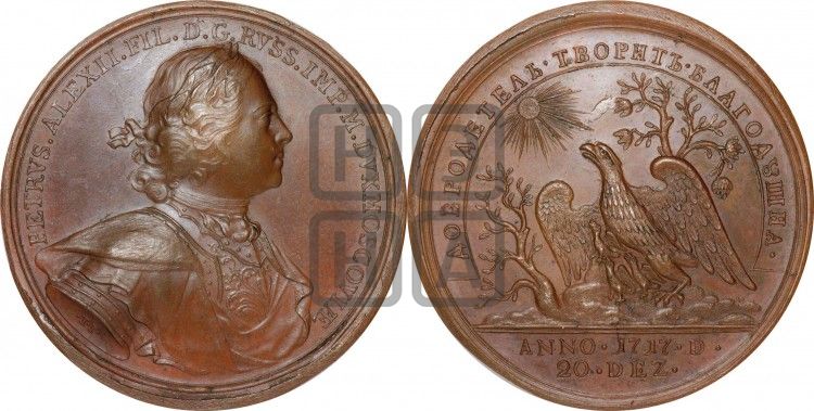 медаль Учреждение коллегий, 20 декабря 1717 - Дьяков: 53.7