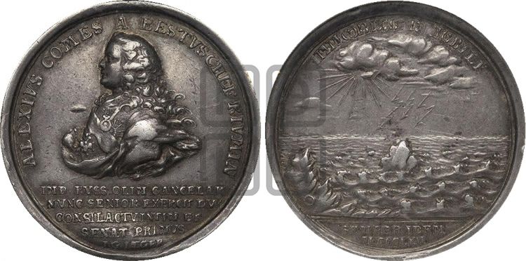 медаль Граф Алексей Бестужев-Рюмин, 1762 - Дьяков: 111.2
