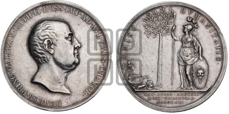 медаль Смерть князя Дмитрия Голицына, 1793 - Дьяков: 231.1