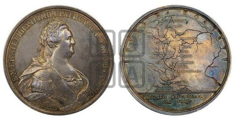 медаль Путешествие Екатерины II в Крым, 1787 - Дьяков: 205.1