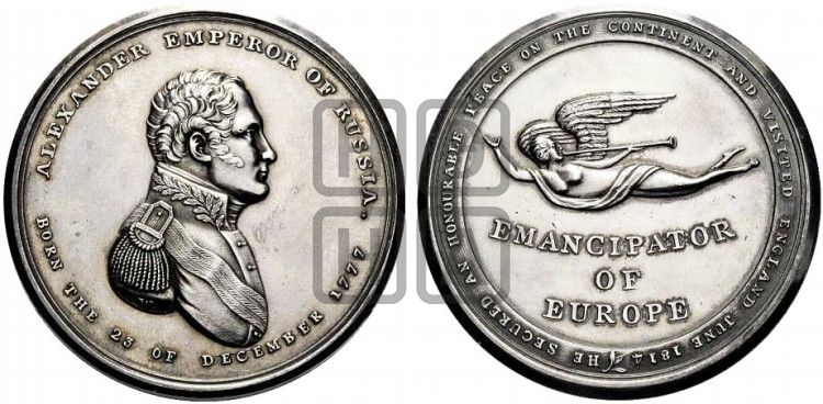 медаль Визит Александра I в Англию. 1814 - Дьяков: 384.3
