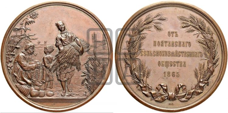 медаль Полтавское сельскохозяйственное общество. 1865 - Дьяков: 739.1