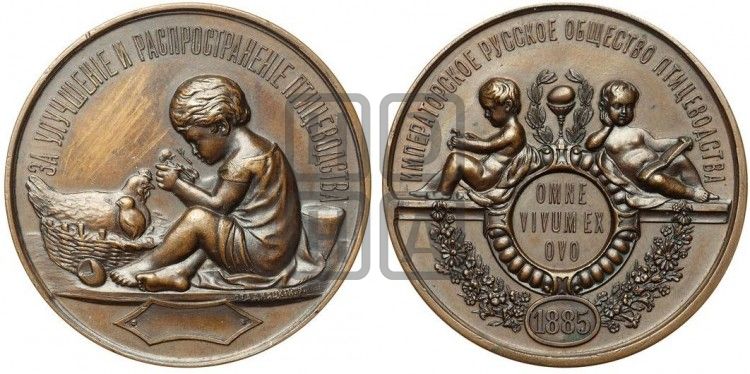 медаль Императорское Русское общество птицеводства. 1885 - Дьяков: 956.1