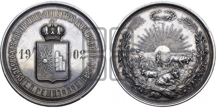 медаль Сельскохозяйственное общество Боровичского уезда. БД - Дьяков: 968.2