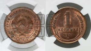 1 копейка 1924 года (серп в полюсе)