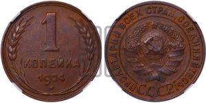 1 копейка 1924 года (серп в полюсе)