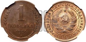 1 копейка 1924 года (серп в полюсе)