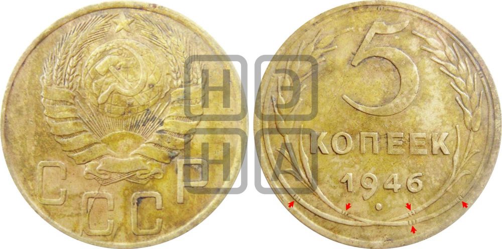 5 копеек 1946 года | Адрианов - 51г