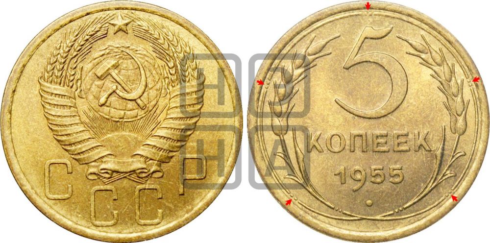 5 копеек 1955 года | Адрианов - 93