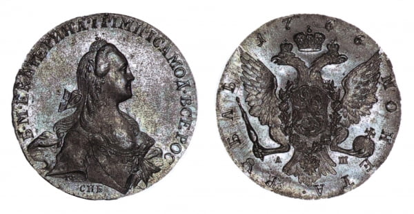 Рубль Екатерины II, 1766 г. 
