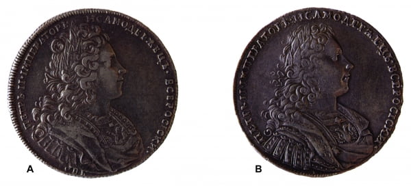 Рубли Петра II, 1727 г. и 1728 г. 