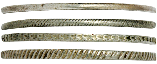 Шнуровидные и узорчатые гурты подлинных монет 18-го века