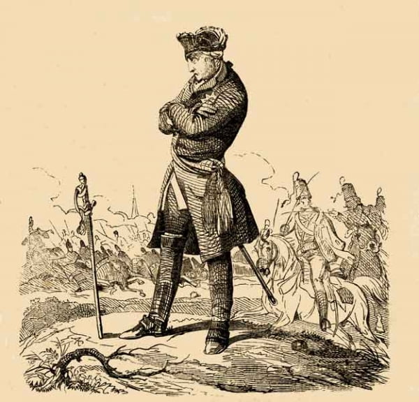 Фридрих II в сражении при Кунерсдорфе. Гравюра А. Коцебу