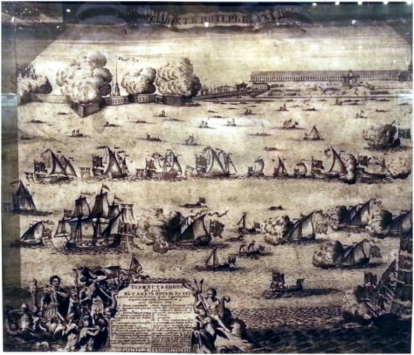 Торжественный ввод шведских судов в Петербург после Гангутской победы 9 сентября 1714 года