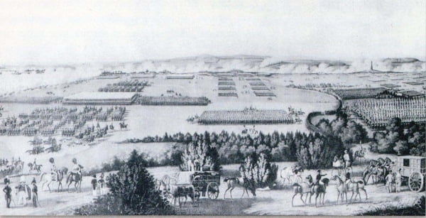 Историческая реконструкция Бородинского сражения во время открытия памятника.