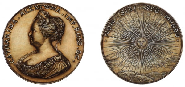 Медаль в память восшествия на престол Екатерины I, 1725 г. 